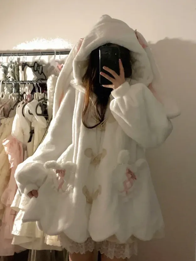 Plush Bunny Ear Coat UB99418