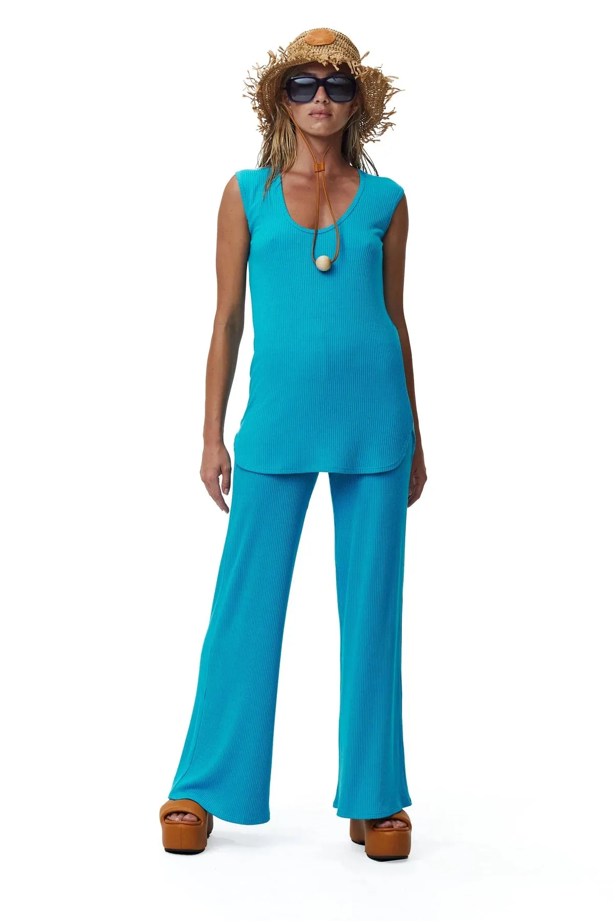 Pyaaw Tunic in Ocean Fine Rib