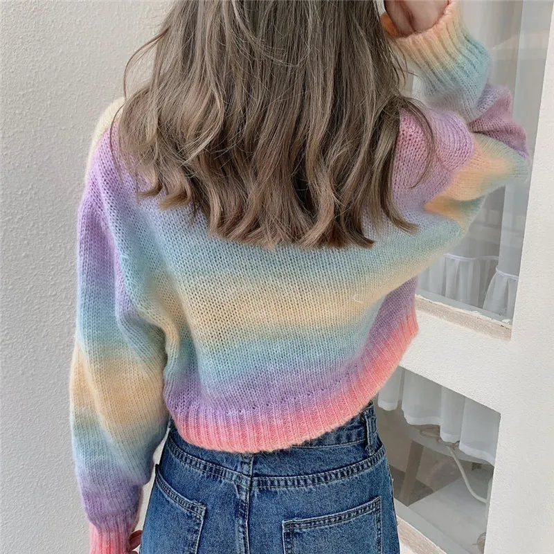 "RAINBOW PASTEL TIE-DYE SWEATER" CARDIGAN N103105