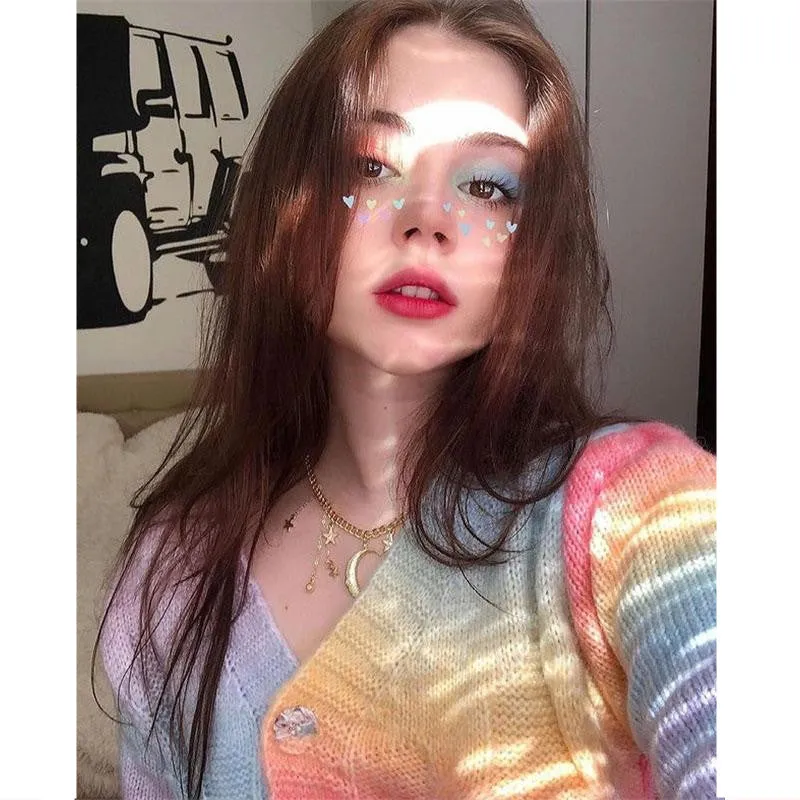 "RAINBOW PASTEL TIE-DYE SWEATER" CARDIGAN N103105