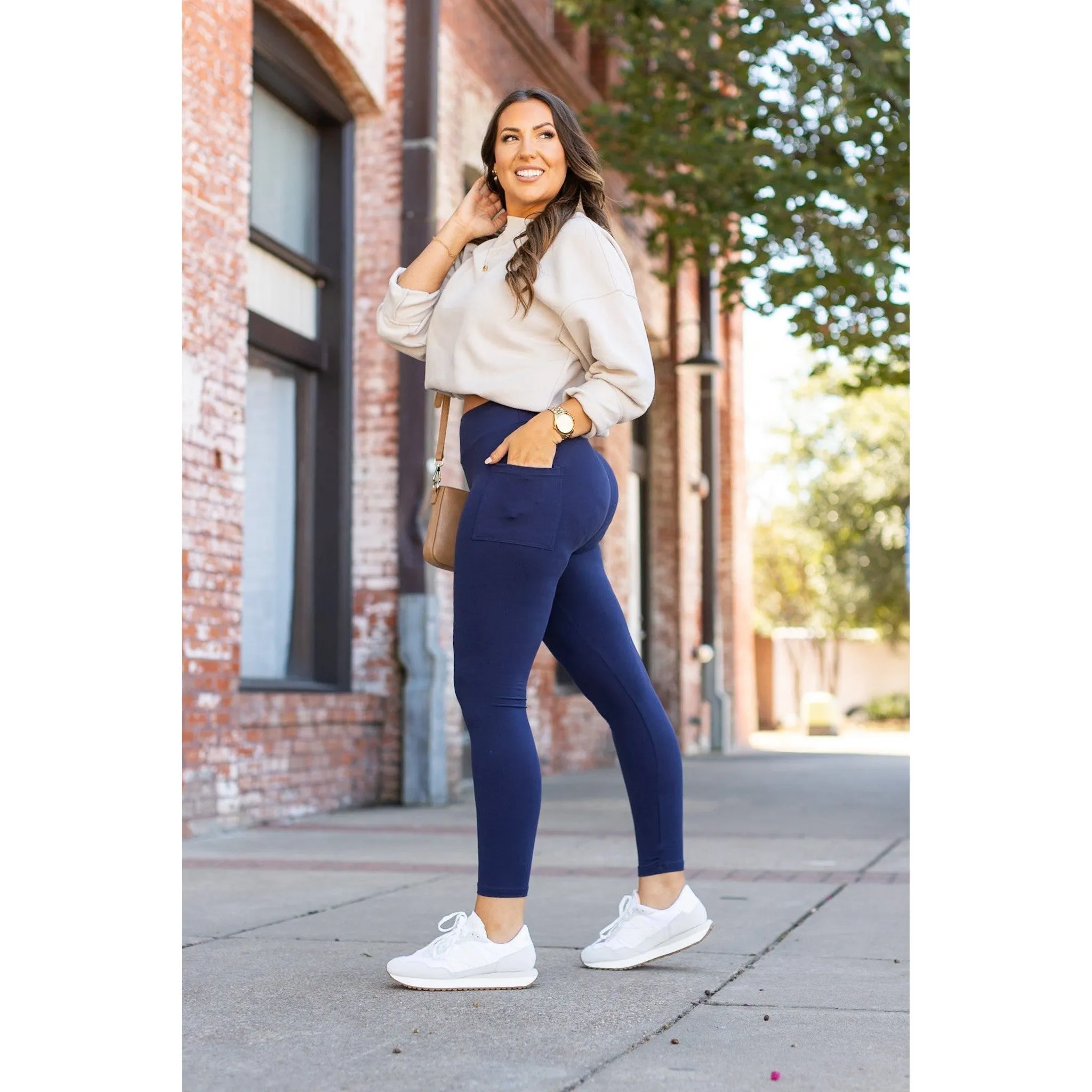 *Ready to Ship | Navy Full Length with Pocket Leggings  - Luxe Leggings by Julia Rose®