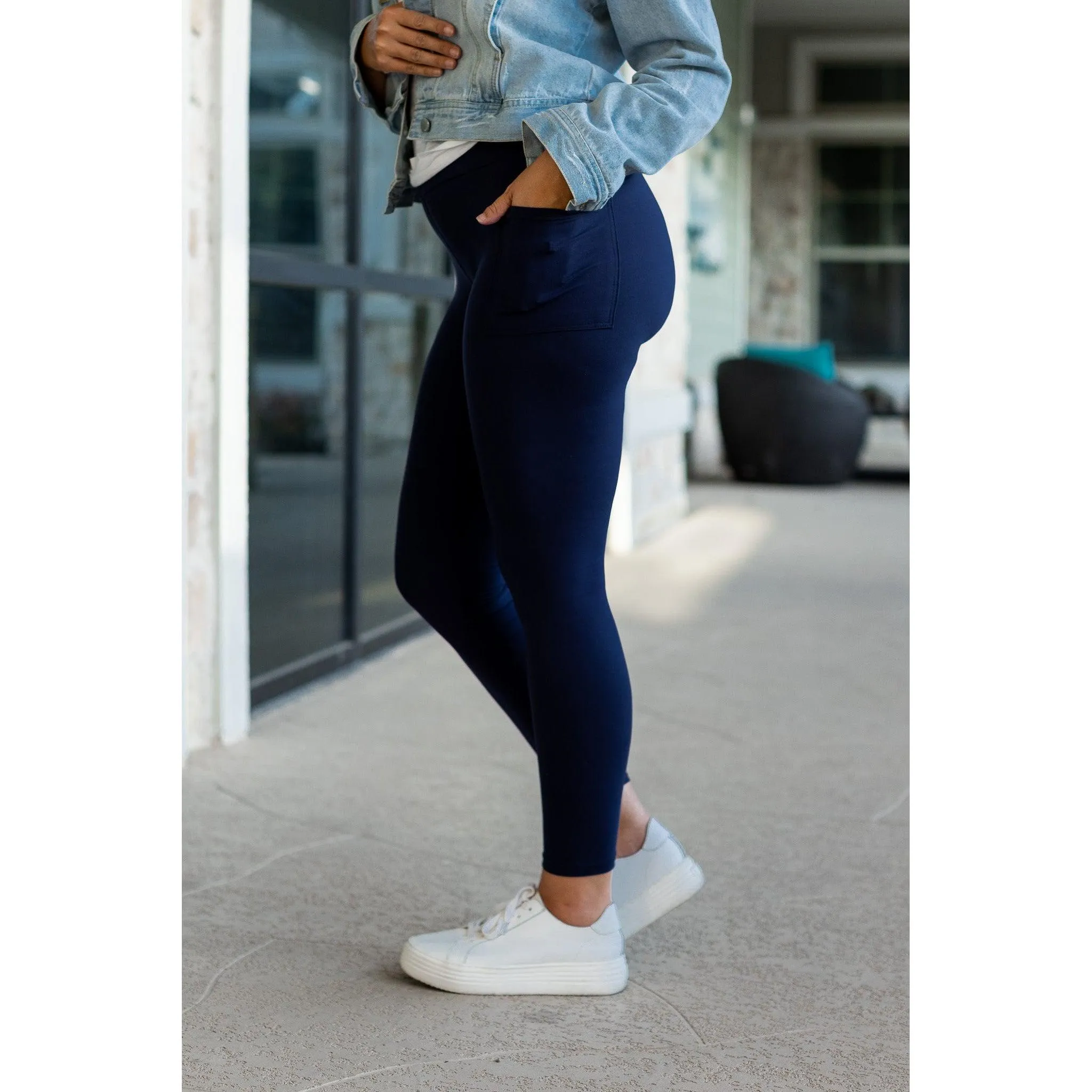 *Ready to Ship | Navy Full Length with Pocket Leggings  - Luxe Leggings by Julia Rose®