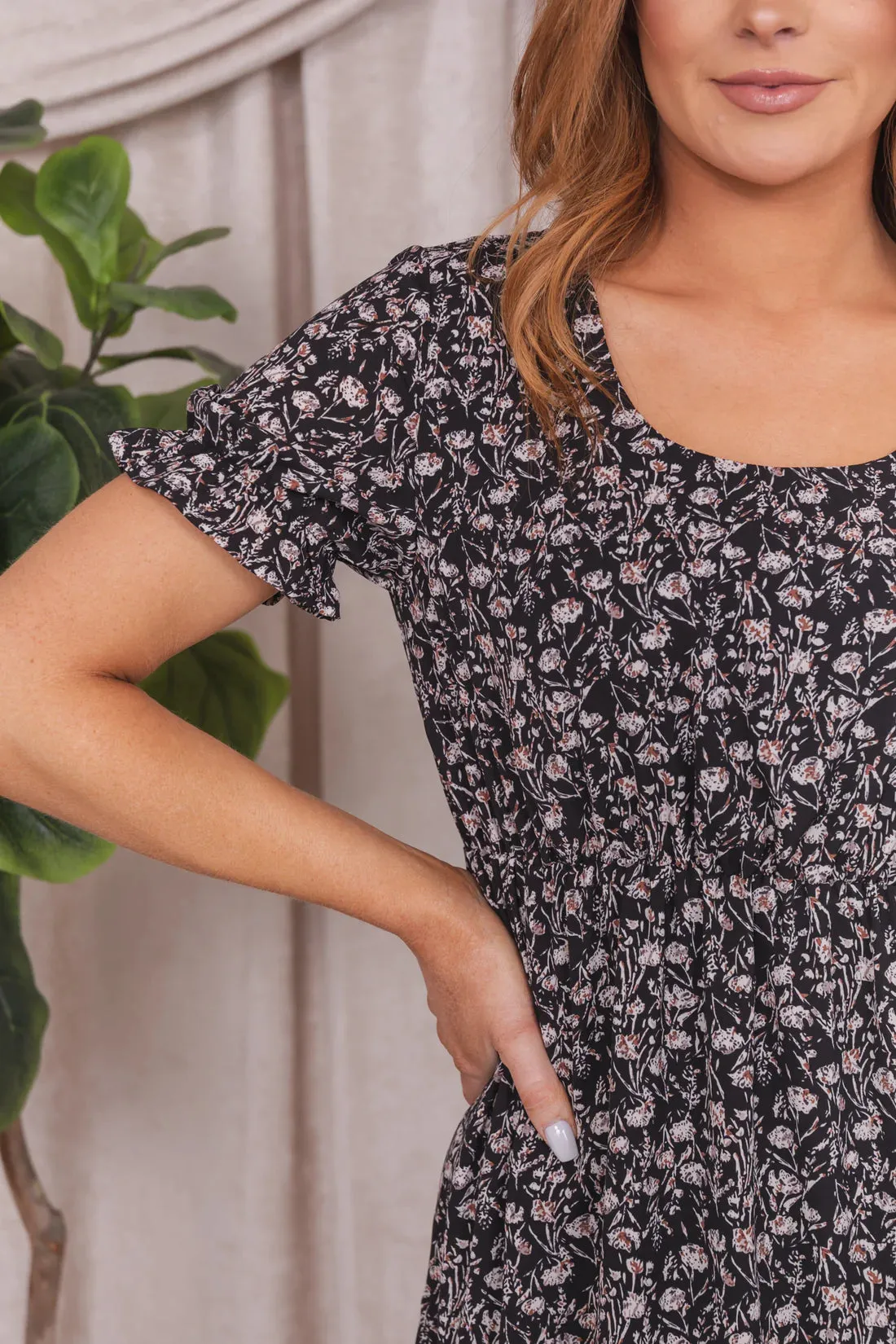 Renee Dress in Black Hydrangea