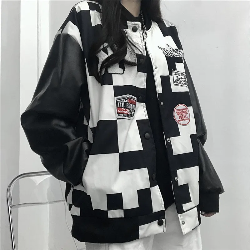 Retro black and white checkerboard jacket UB3449