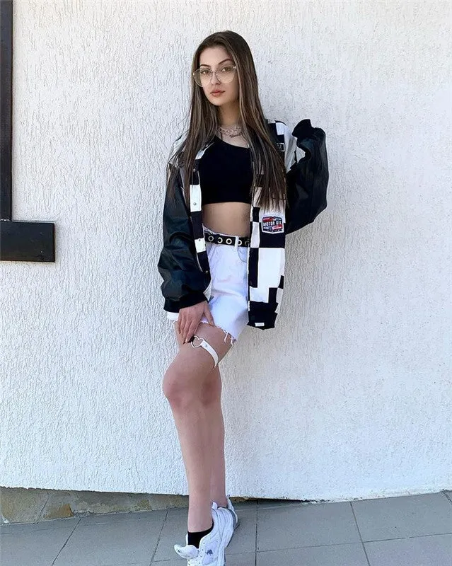 Retro black and white checkerboard jacket UB3449
