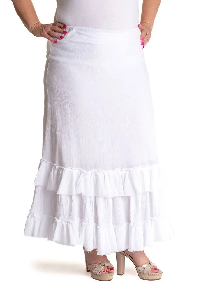 Rylee Cotton Frill Skirt in White