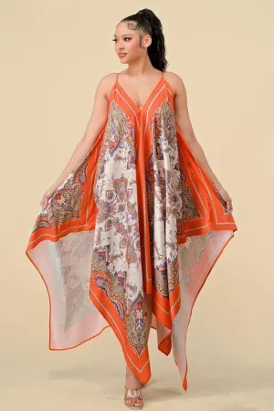 SCARF PRINT CAMI MIDI DRESS