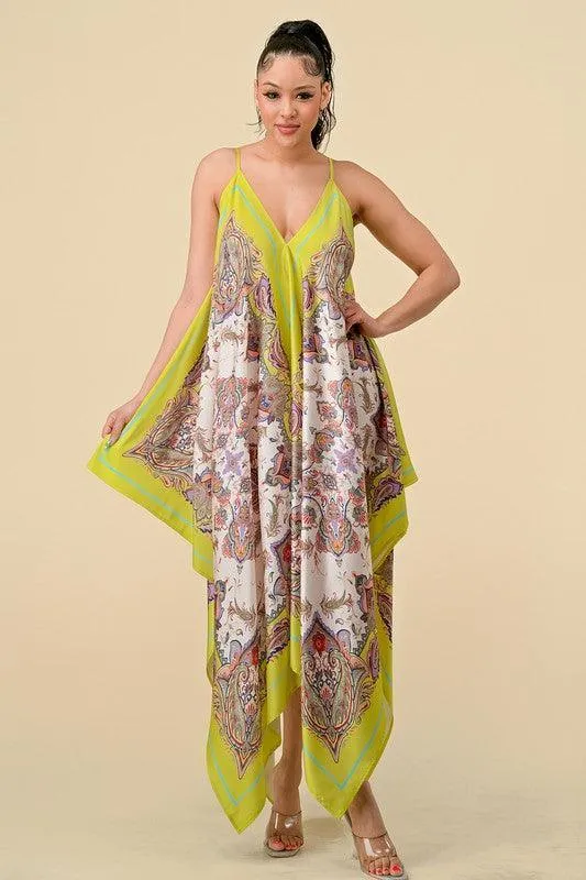 SCARF PRINT CAMI MIDI DRESS