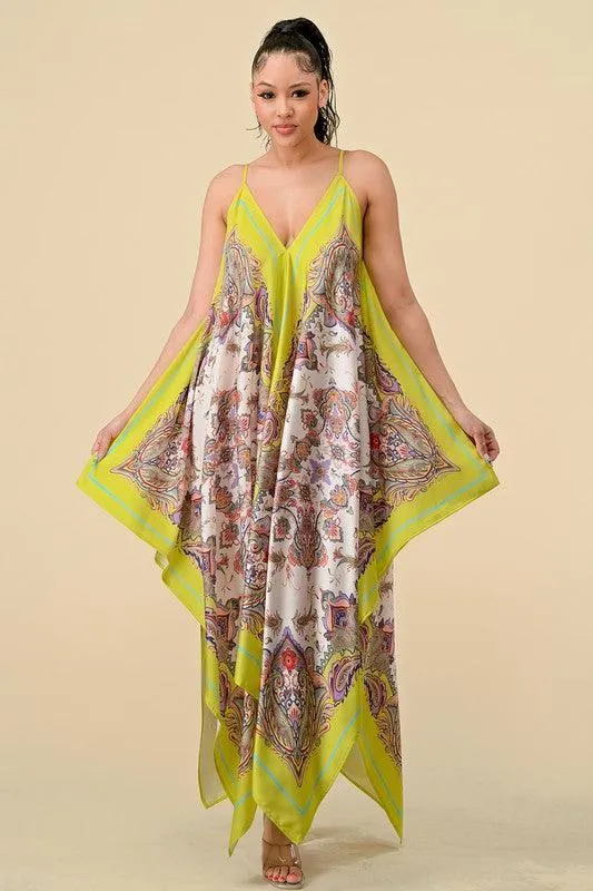 SCARF PRINT CAMI MIDI DRESS