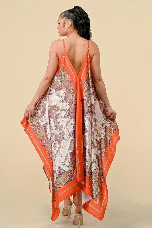 SCARF PRINT CAMI MIDI DRESS