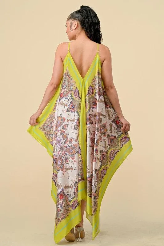 SCARF PRINT CAMI MIDI DRESS