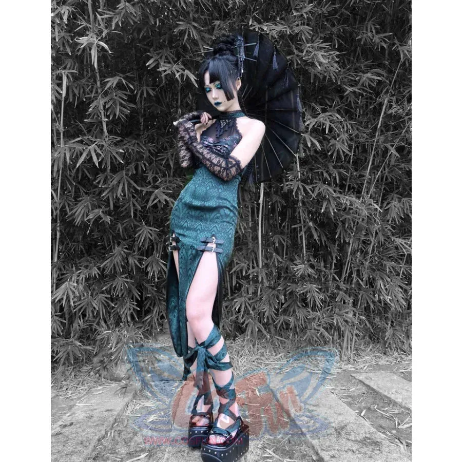 Sexy Improved Cheongsam Gauze Slit Dress
