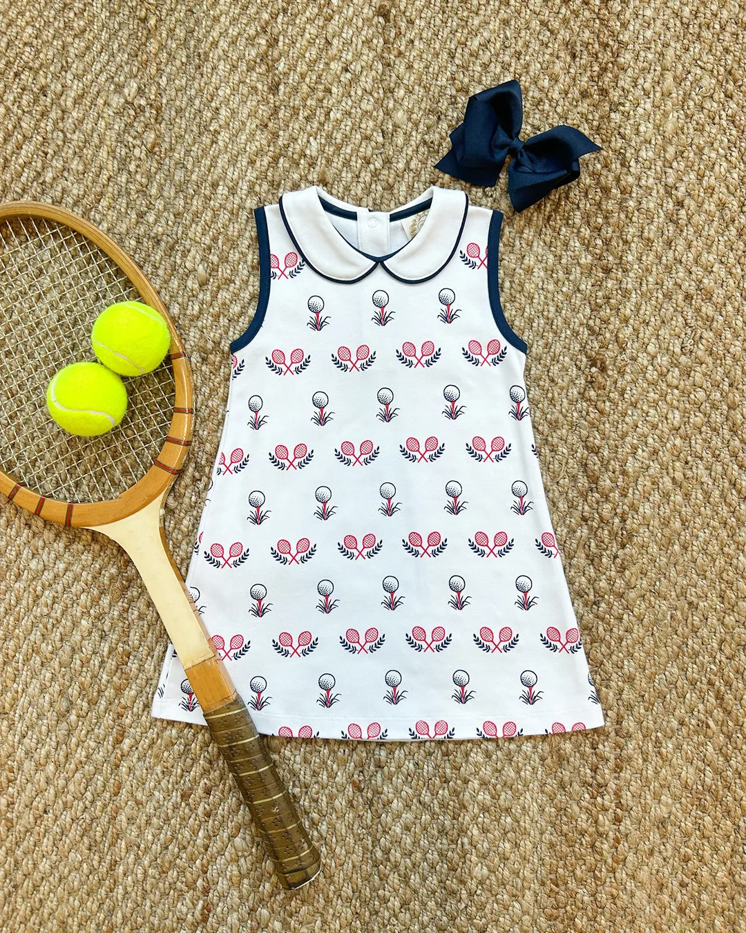 Sleeveless Maude's Peter Pan Collar Dress - Little Sport with Worth Avenue White and Nantucket Navy