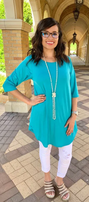 S/M : Turquoise Scoop Tunic