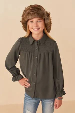 Smocked Yoke Garment Washed Tencel Tunic