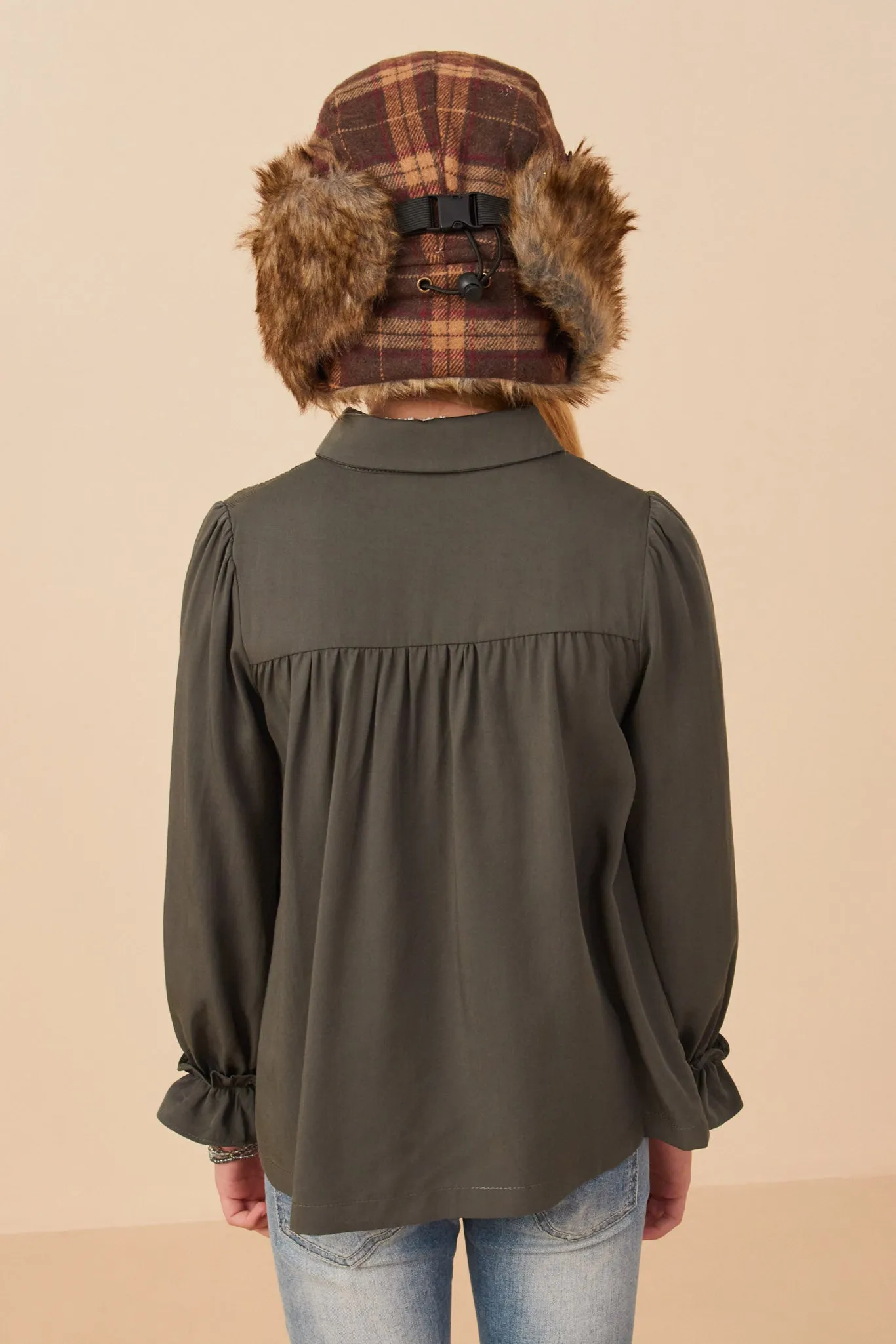 Smocked Yoke Garment Washed Tencel Tunic