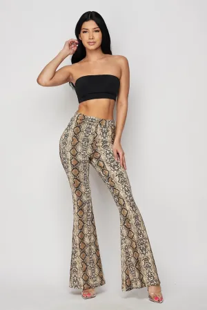 Snake Print Flare Pants