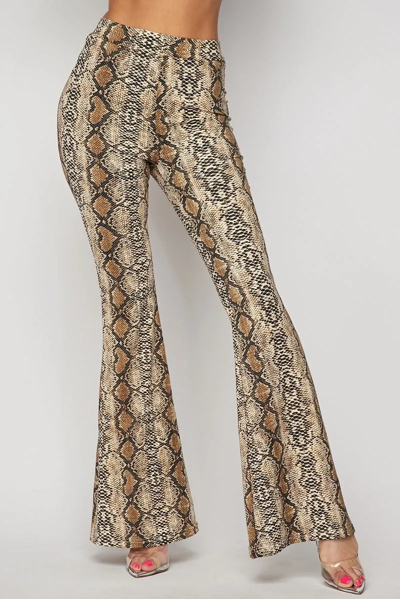 Snake Print Flare Pants