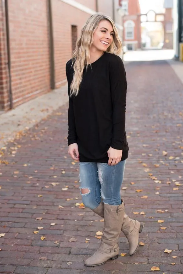 Snuggle Me Tunic Top ~ Black