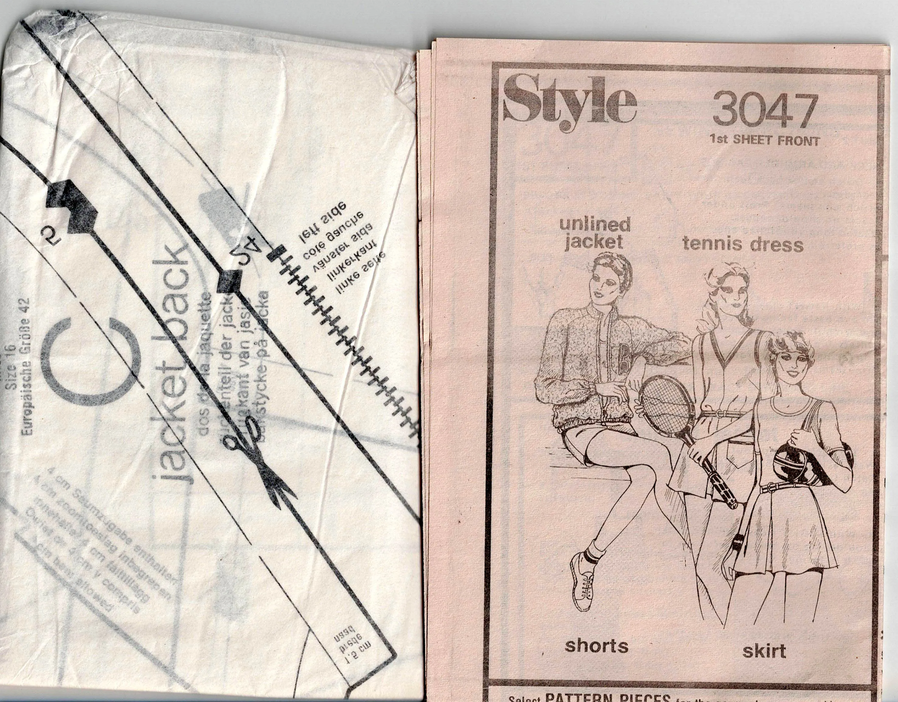 Style 3047 Womens Retro Tennis Outfit 1980s Vintage Sewing Pattern Size 16 Bust 38 inches