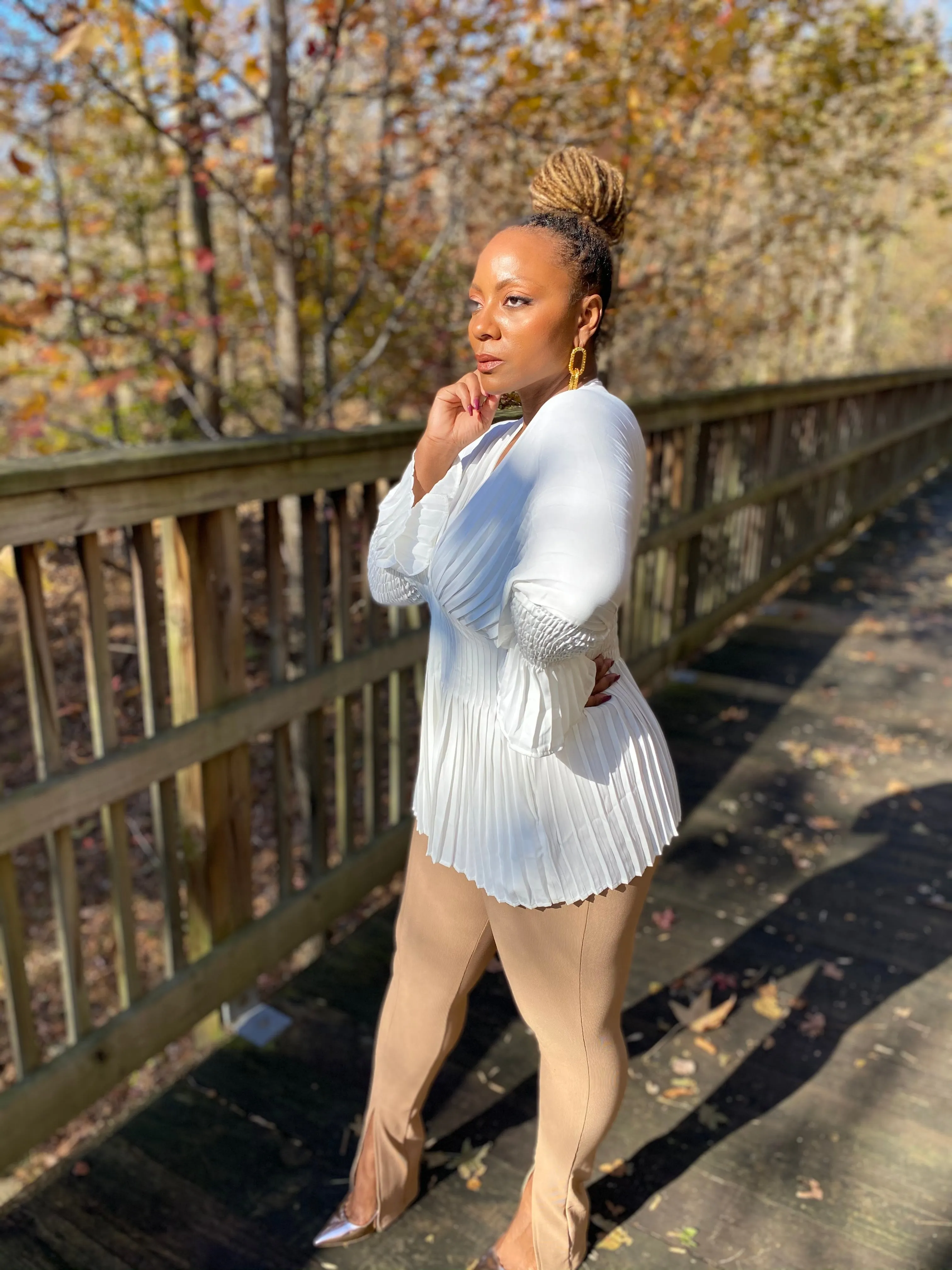 The Pleated Bell Sleeve Top