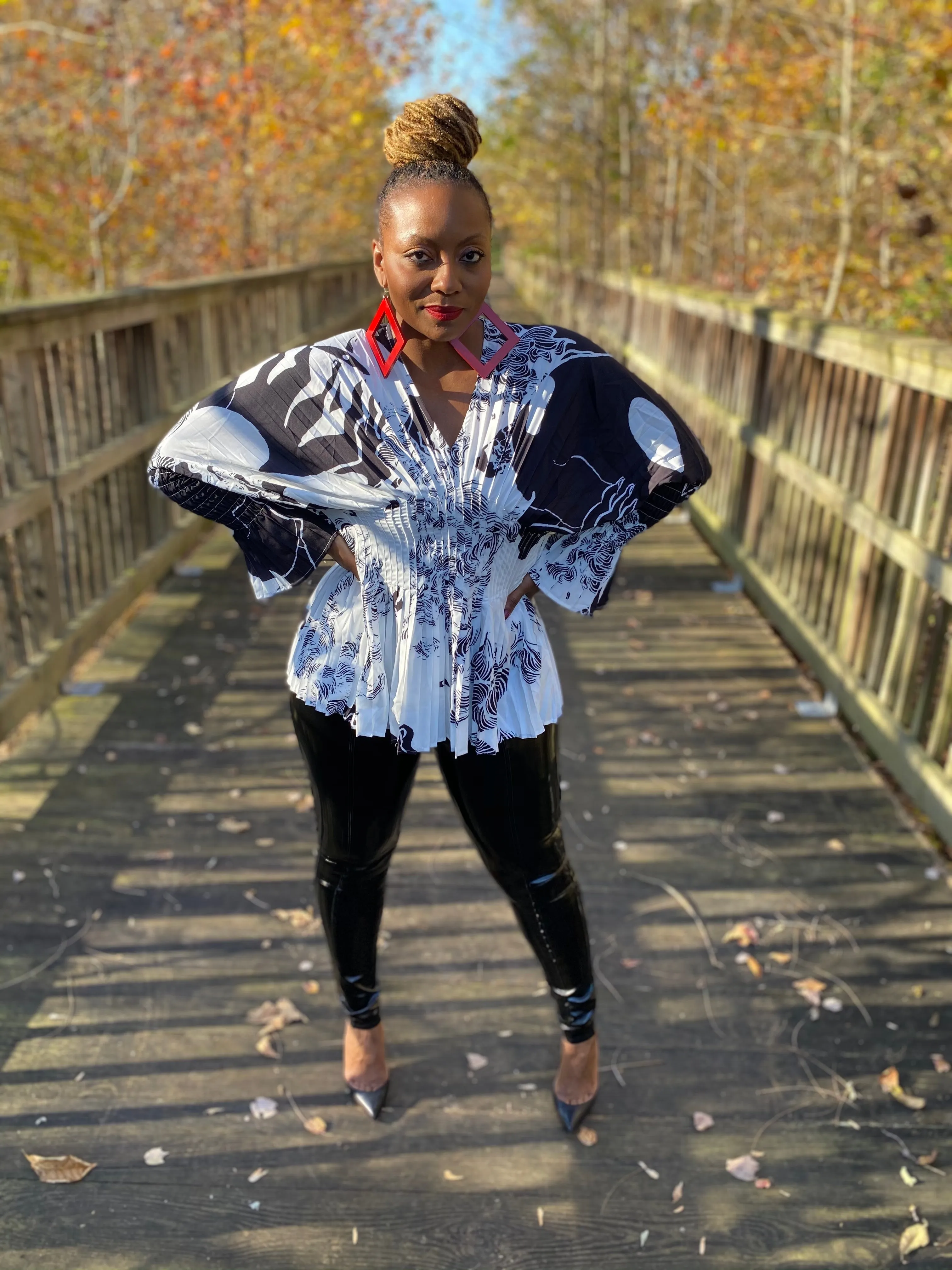 The Pleated Bell Sleeve Top