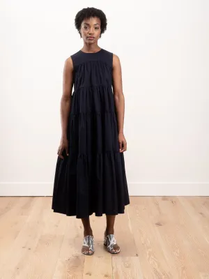tiered sleeveless dress - navy