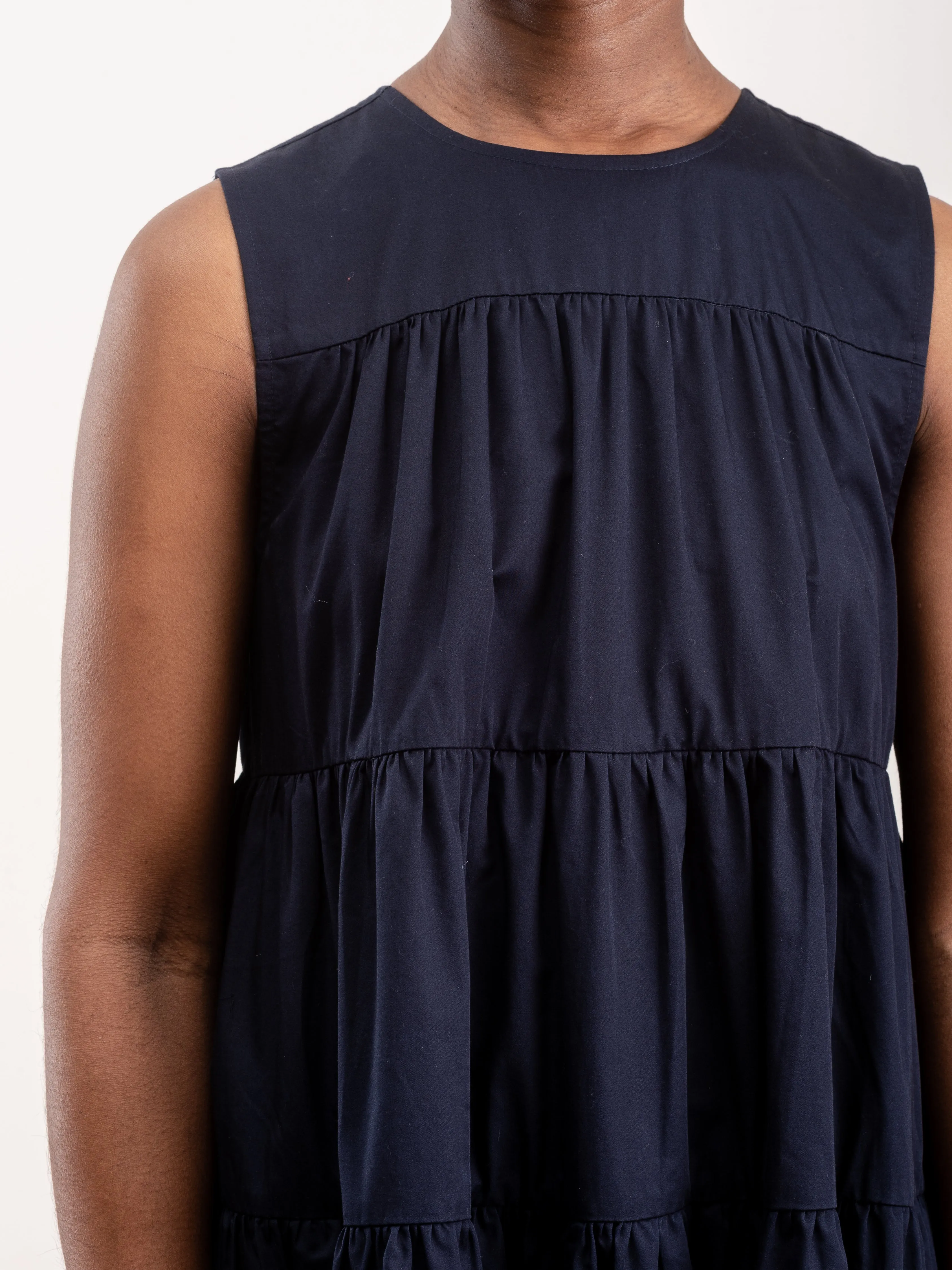 tiered sleeveless dress - navy
