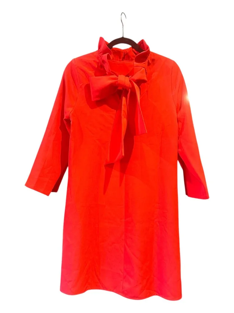 Tuckernuck ruffle neck mod dress red small