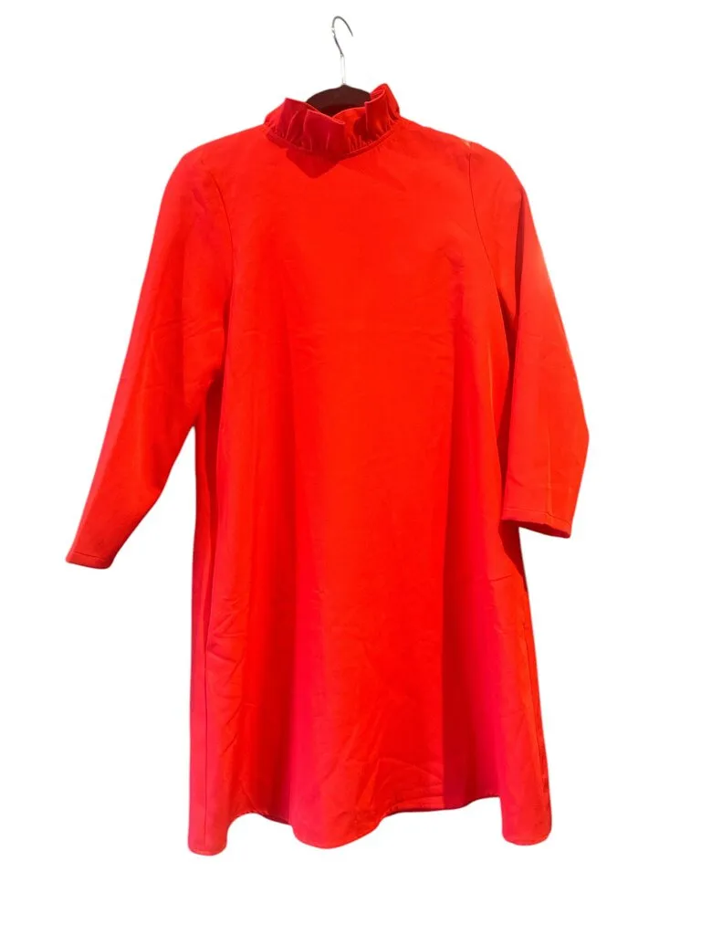 Tuckernuck ruffle neck mod dress red small