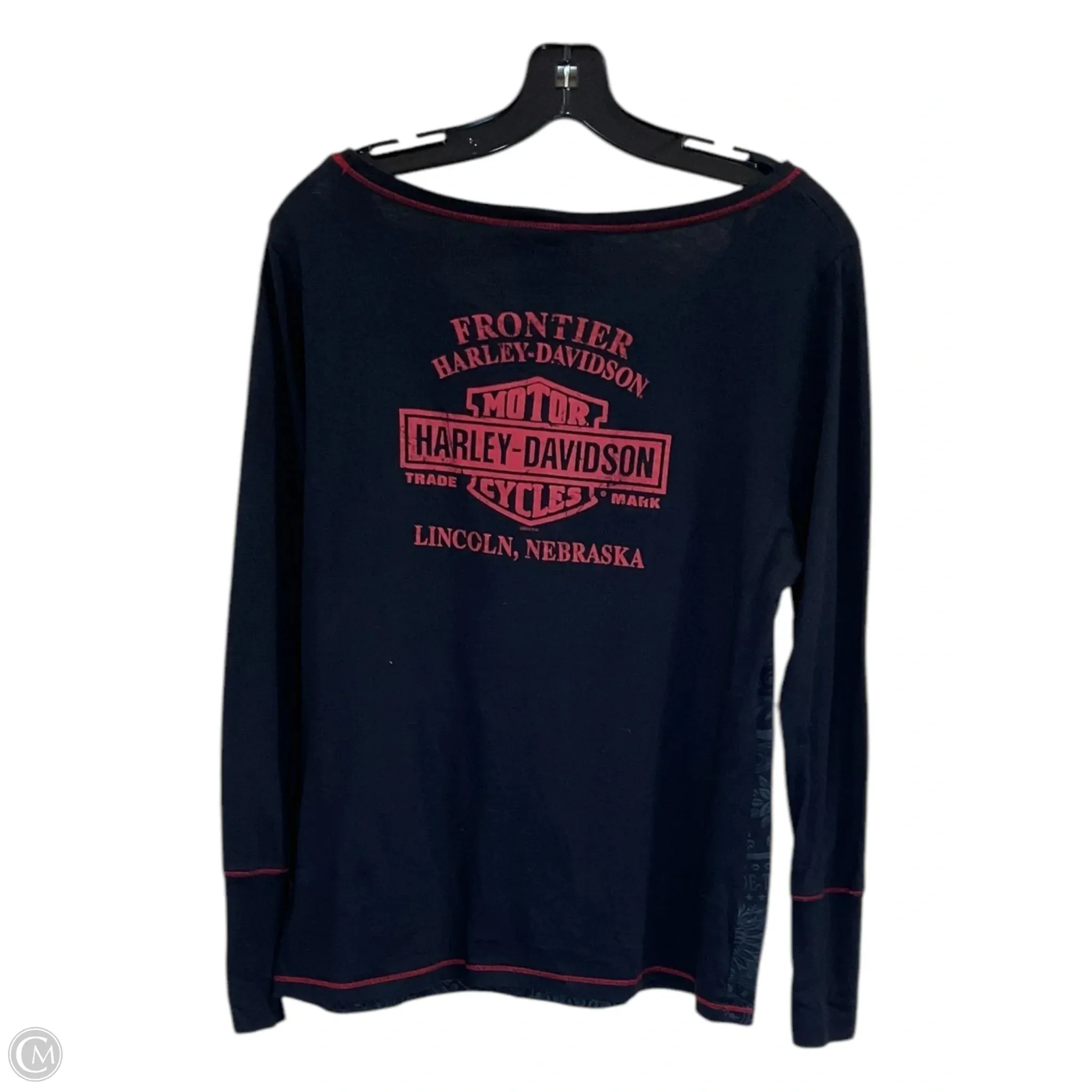 Tunic 3/4 Sleeve By Harley Davidson In Black & Red, Size: L
