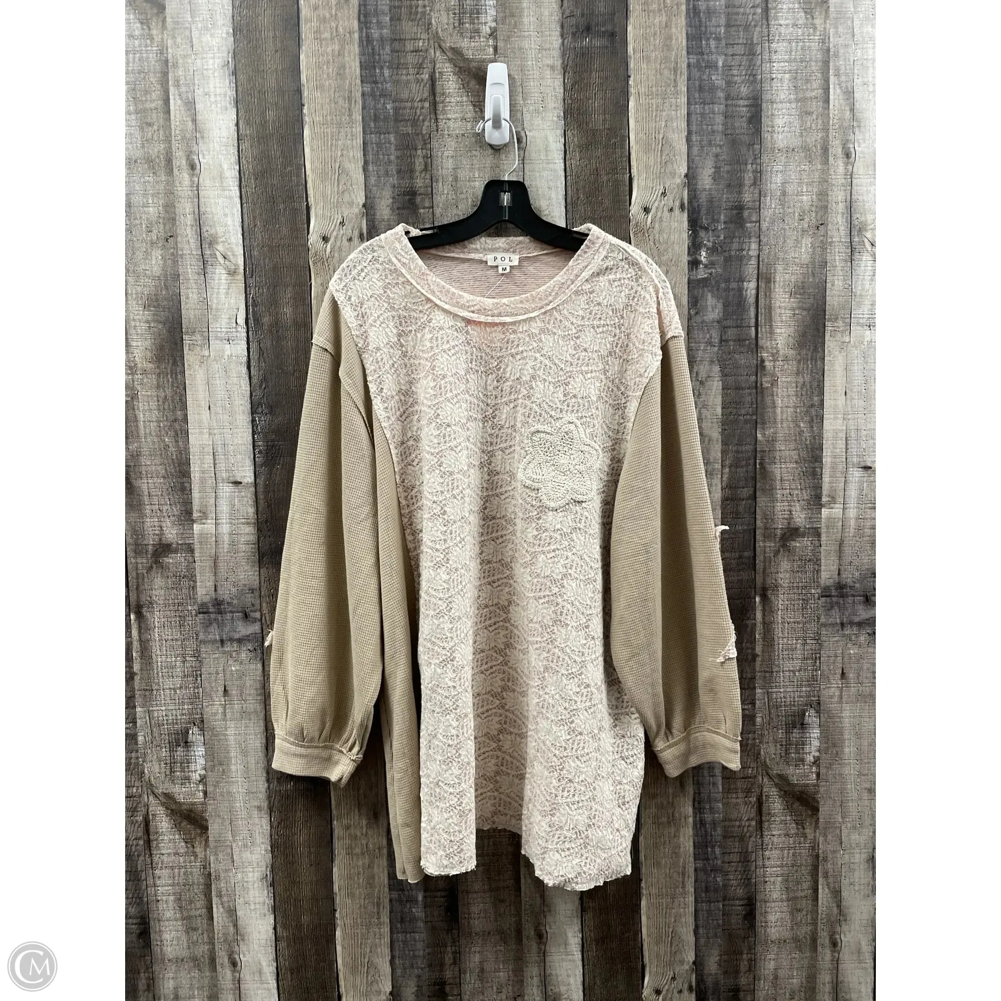 Tunic Long Sleeve By Pol In Beige, Size: M