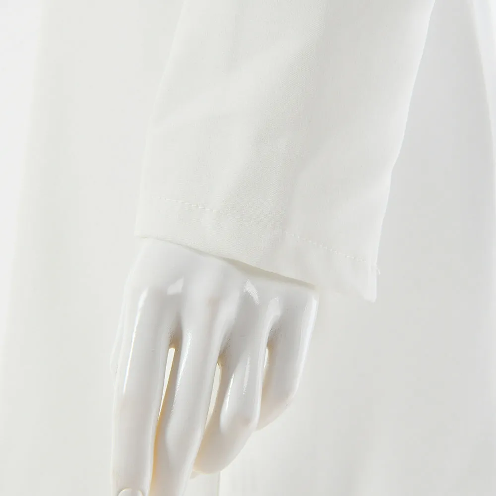 V-shaped Suit Collar Loose Mid-length Windbreaker Trumpet Sleeve Mosaic Ruffle