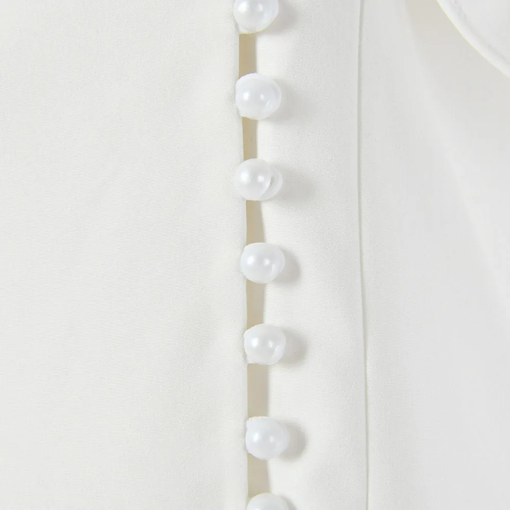 V-shaped Suit Collar Loose Mid-length Windbreaker Trumpet Sleeve Mosaic Ruffle