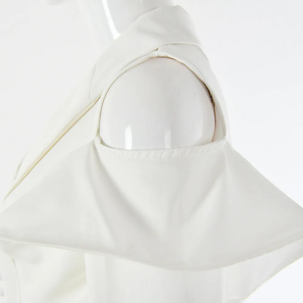 V-shaped Suit Collar Loose Mid-length Windbreaker Trumpet Sleeve Mosaic Ruffle