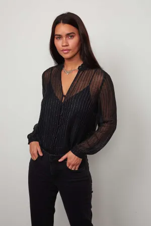 Velvet - Tomei L/S peasant top in Black