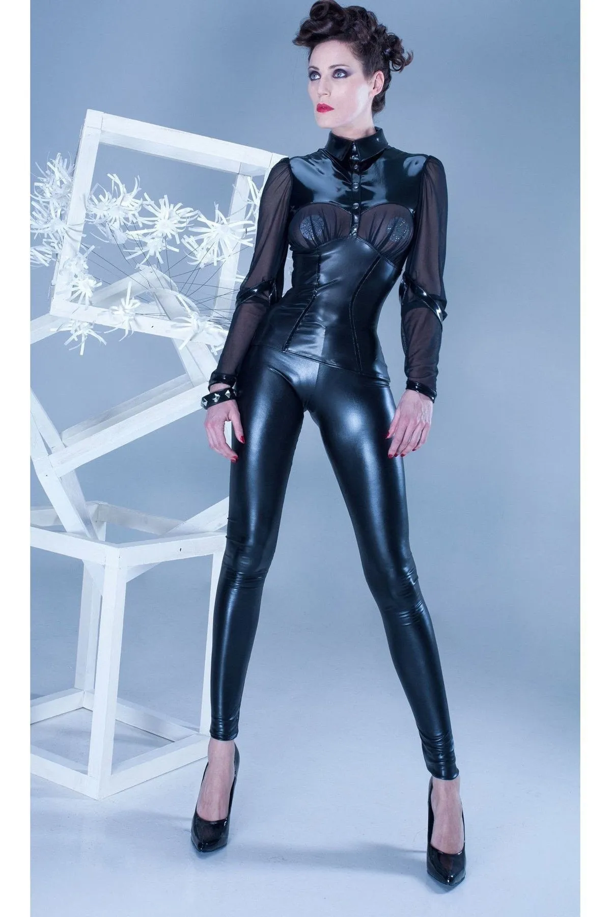 Vera Legging Pants | Black Wetlook