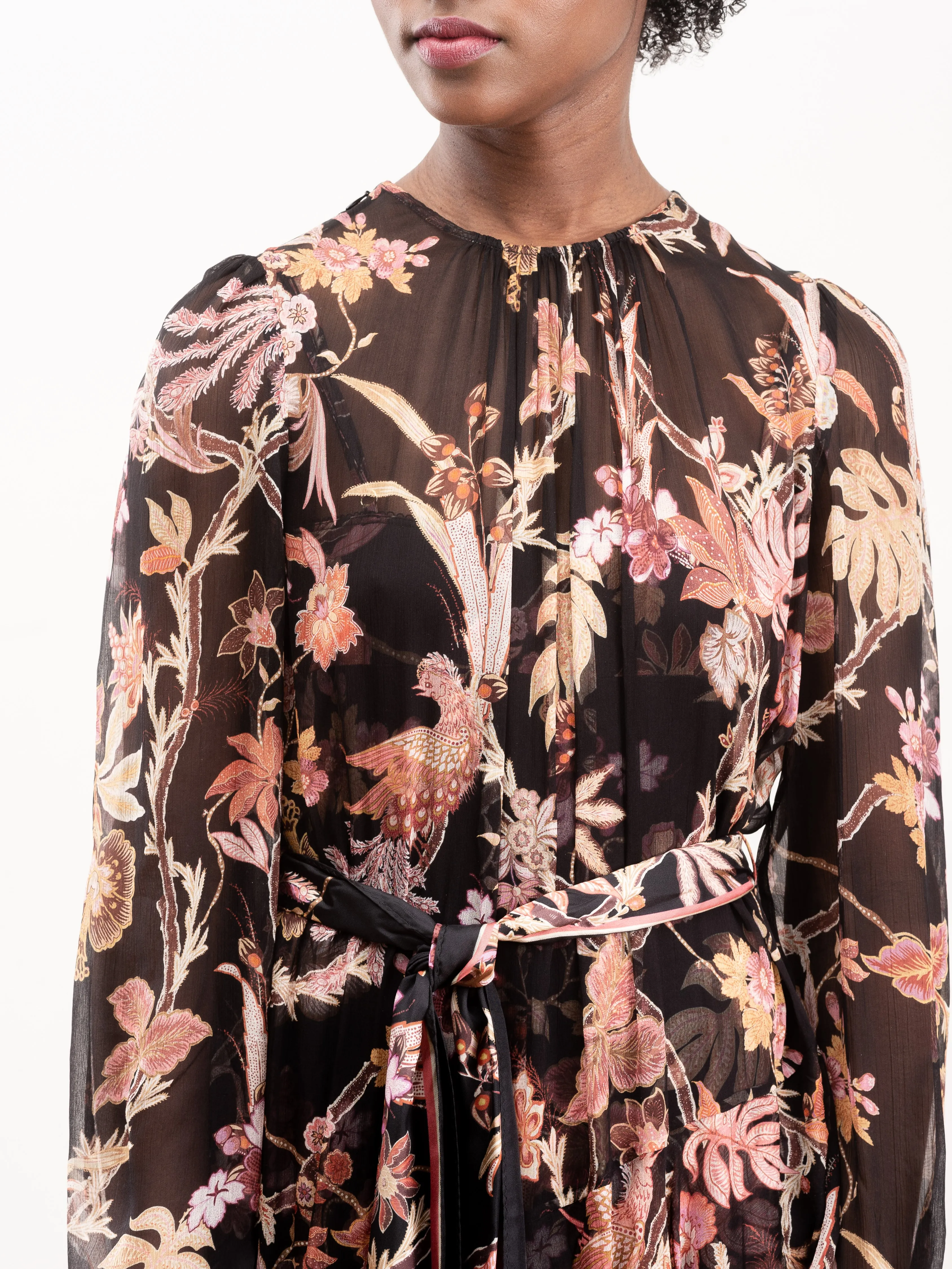 wavelength tiered ruffle midi - black phoenix