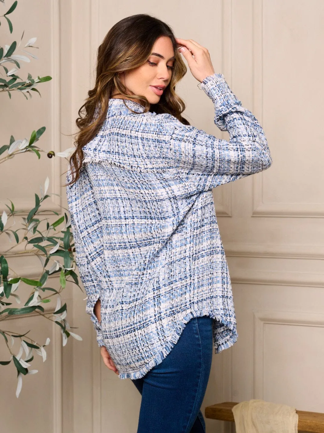 WOMEN'S LONG SLEEVE BUTTON CLOSURE COLORBLOCK JACKET