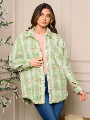 WOMEN'S LONG SLEEVE BUTTON CLOSURE COLORBLOCK JACKET