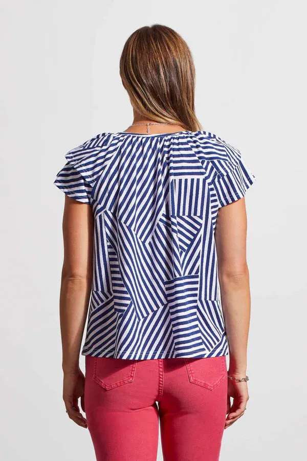 Women's Tribal | Cotton Cap-Sleeve Peasant Top with Ties | Blueprint