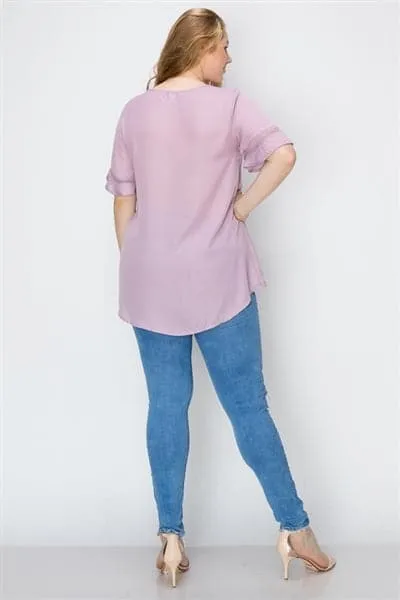 Wool Dobby Pintuck Hi-Low Plus Tunic Lavender - Pack of 6