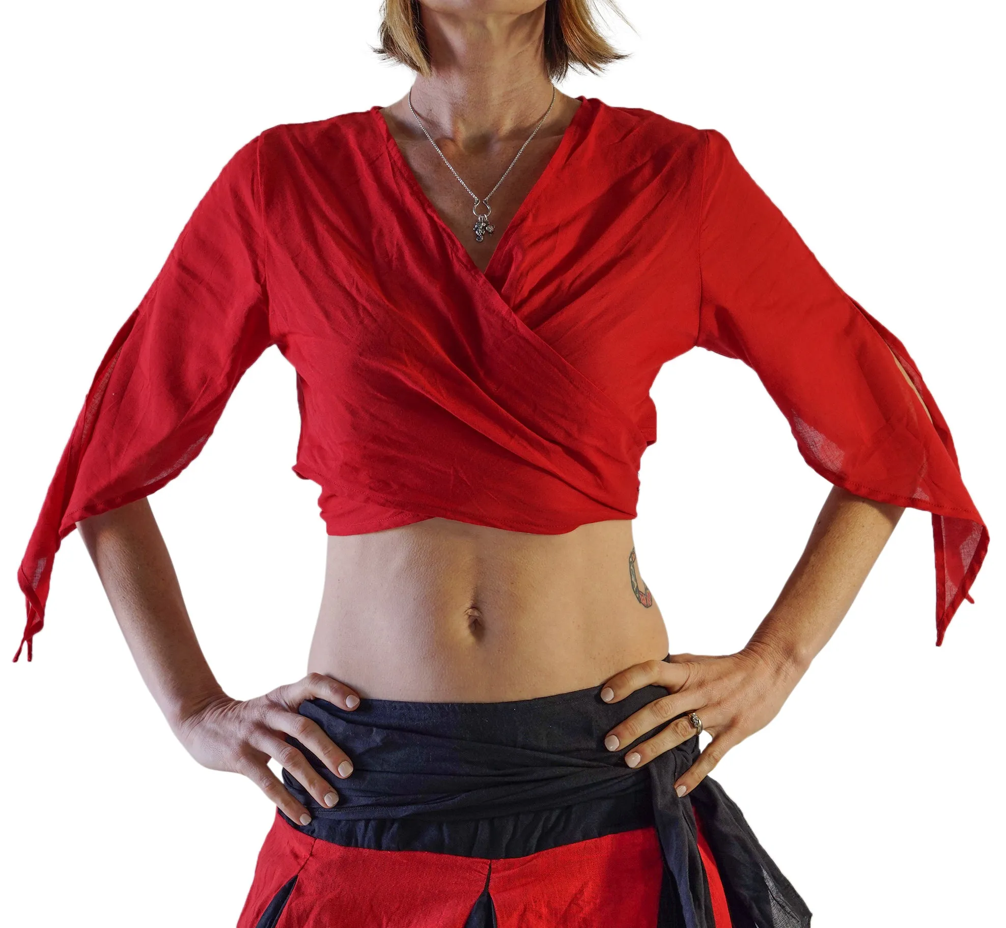 'Wrap Around Crop Top' Pirate Shirt - Red