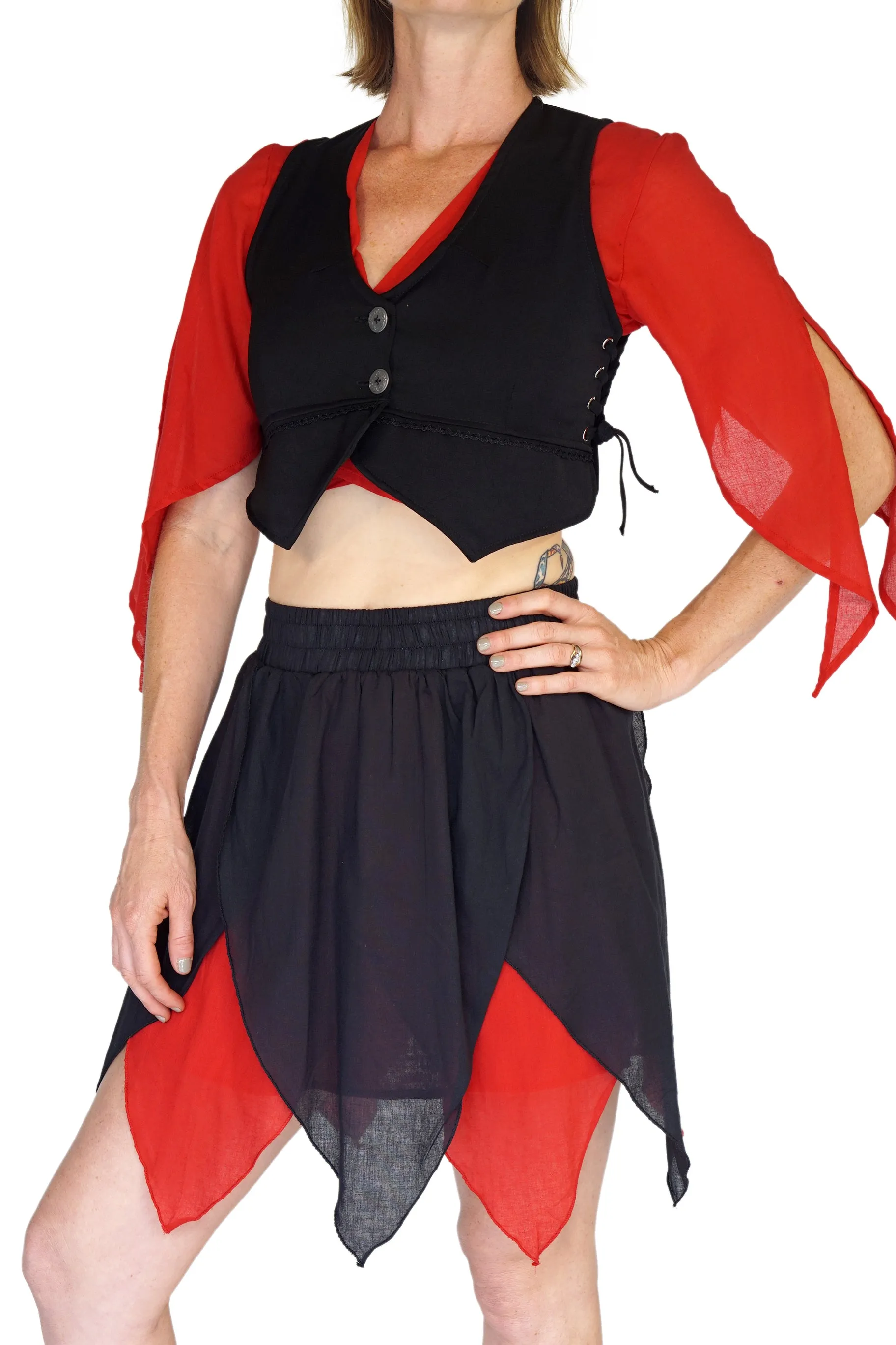 'Wrap Around Crop Top' Pirate Shirt - Red