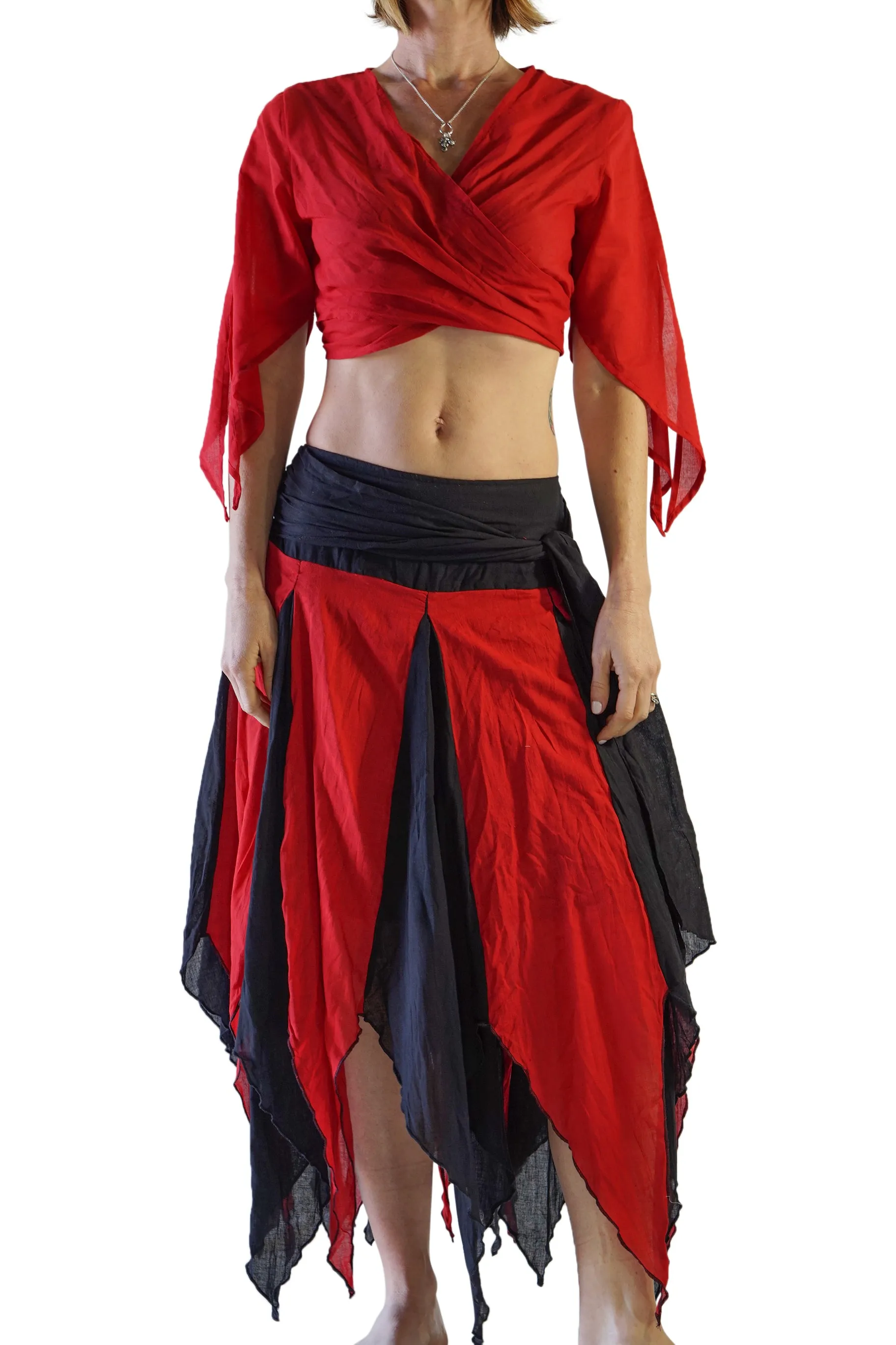 'Wrap Around Crop Top' Pirate Shirt - Red