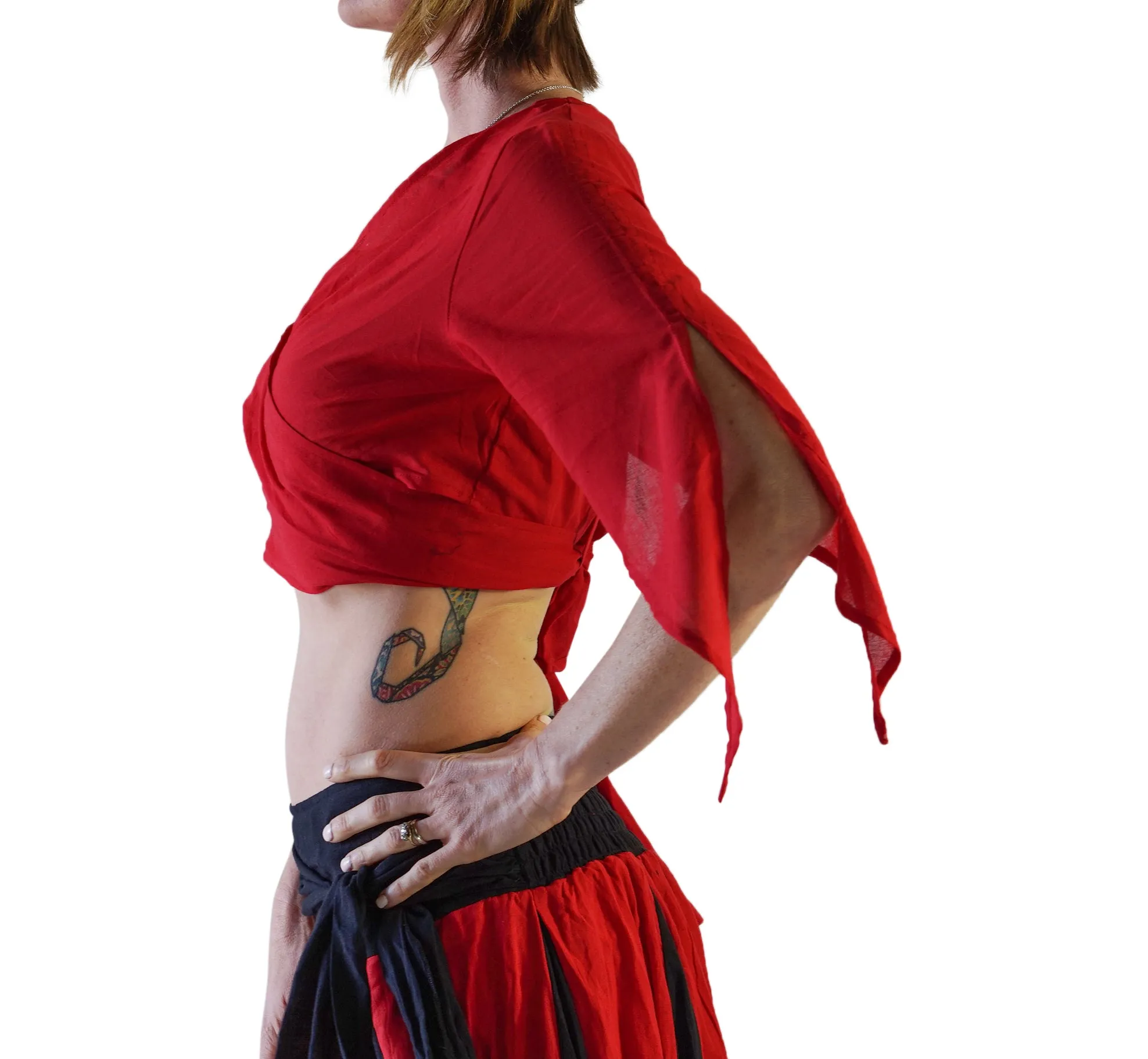 'Wrap Around Crop Top' Pirate Shirt - Red