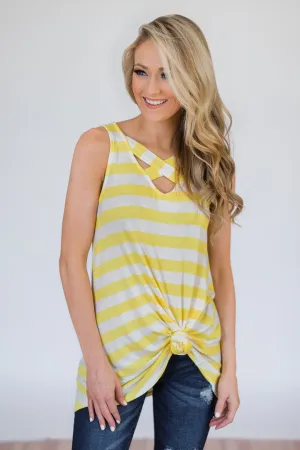 You Make Me Happy Striped Tunic Tank Top- Yellow